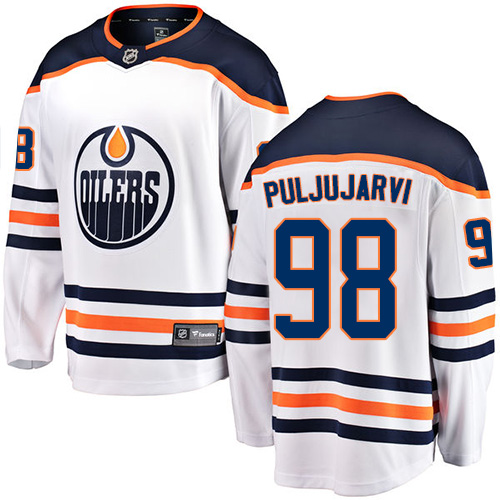 Kinder Edmonton Oilers Eishockey Trikot Jesse Puljujarvi #98 Breakaway Weiß Fanatics Branded Auswärts